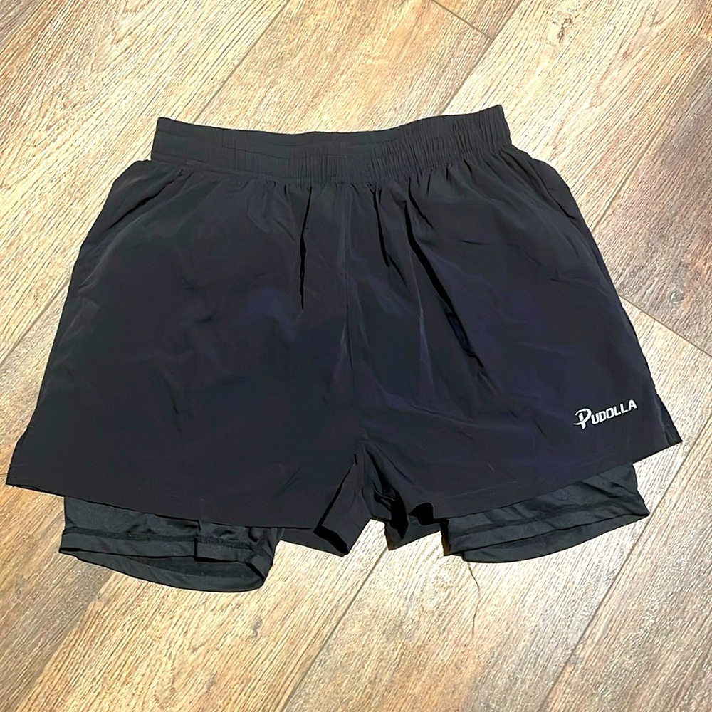 Black Lined Running Shorts